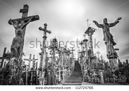 Architektura,Schody, Staircase - stock-photo-hill-of-crosses-in-siauliai-the-...y-goes-to-gray-sky-stairs-lead-to-112725766.jpg