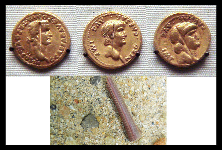 Rzym starożytny - gospodarka, handel- obrazy - arikamedu-6. Rzymskie złote monety.jpg