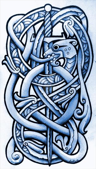 Celtyckie, Celtic, Vikings - sea_serpent_and_broadsword_by_tattoo_design-d7yjqlk.png
