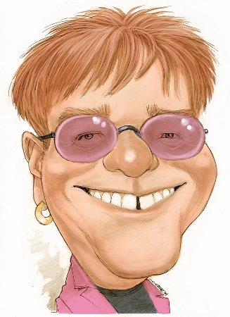 Karykatury gwiazd muzyki - Karykatura Eltona Johna.jpg